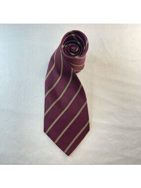 Valentino Christy Maroon & Gold Stripped Tie 100% Silk